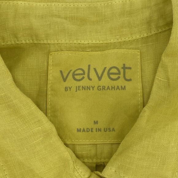 Velvet by Jenny Graham Mulholland Woven Linen Button Up Shirt Size Medium - Picture 3 of 10